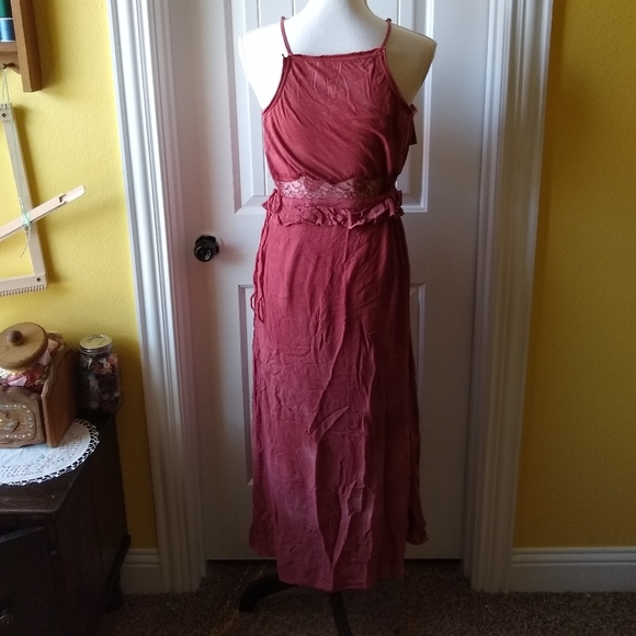 NWT Mustard Seed Boho Lace Tie Waist Maxi Dress XS - Picture 5 of 9